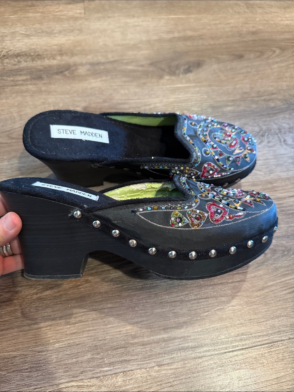 Steve Madden Vintage Beaded Studded Y2K Clogs Women’s Size 9